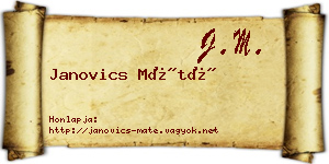 Janovics Máté névjegykártya