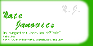 mate janovics business card